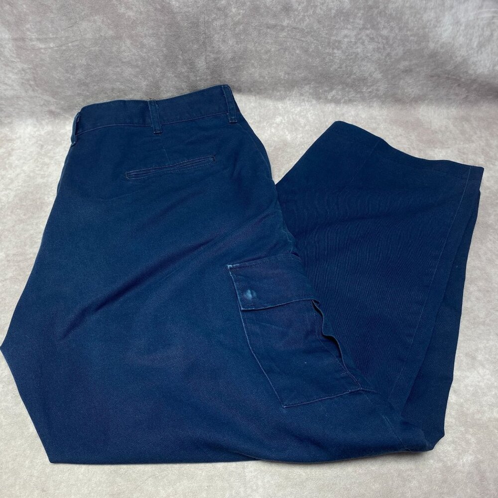 Aramark Mens Blue Cargo Pants Tag size 38x30 (36x28.5)